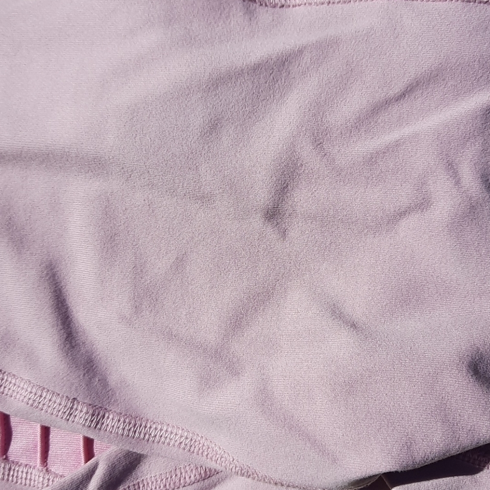 Alo Yoga High Waist Moto Leggings Pink Lavender Ribbed Mesh Panel Pants XS - Picture 15 of 15